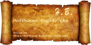 Hoffbauer Boglárka névjegykártya